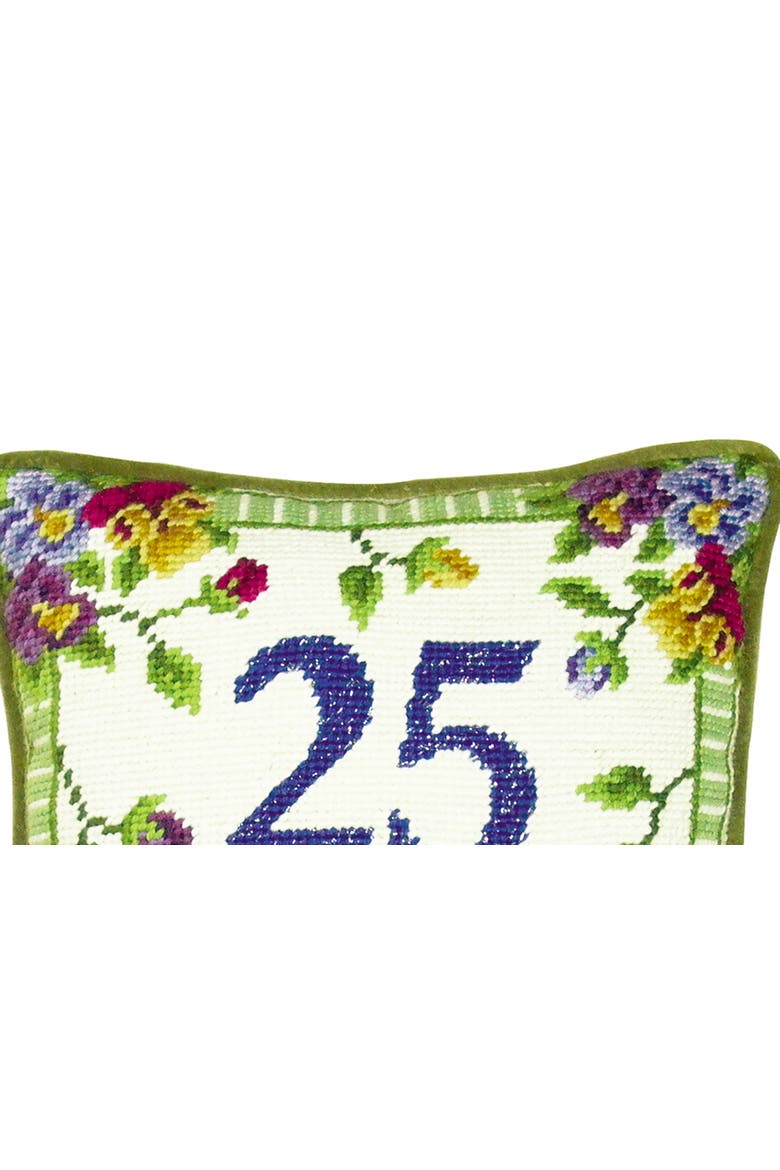 25 Years Together Needlepoint Mini Accent Pillow, Alternate, color, Green