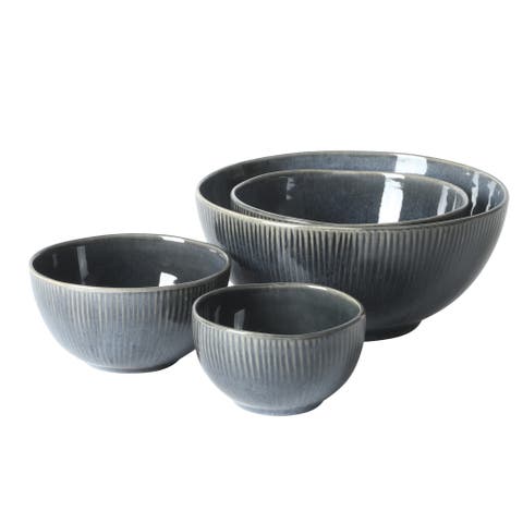 Dawson Mill 4-Piece Round Reactive Glaze Stoneware Nesting Bowl Set