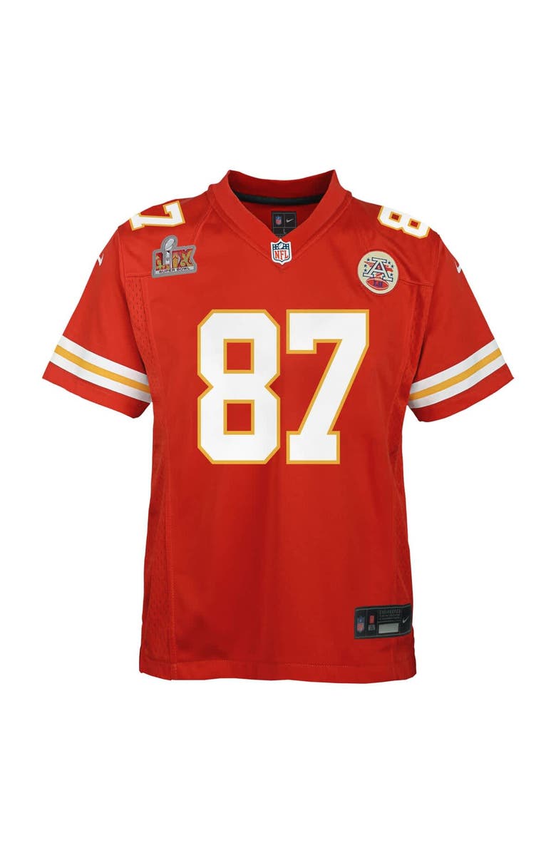 Nike Youth Nike Travis Kelce Red Kansas City Chiefs Super Bowl LIX Game Player Jersey, Alternate, color, 