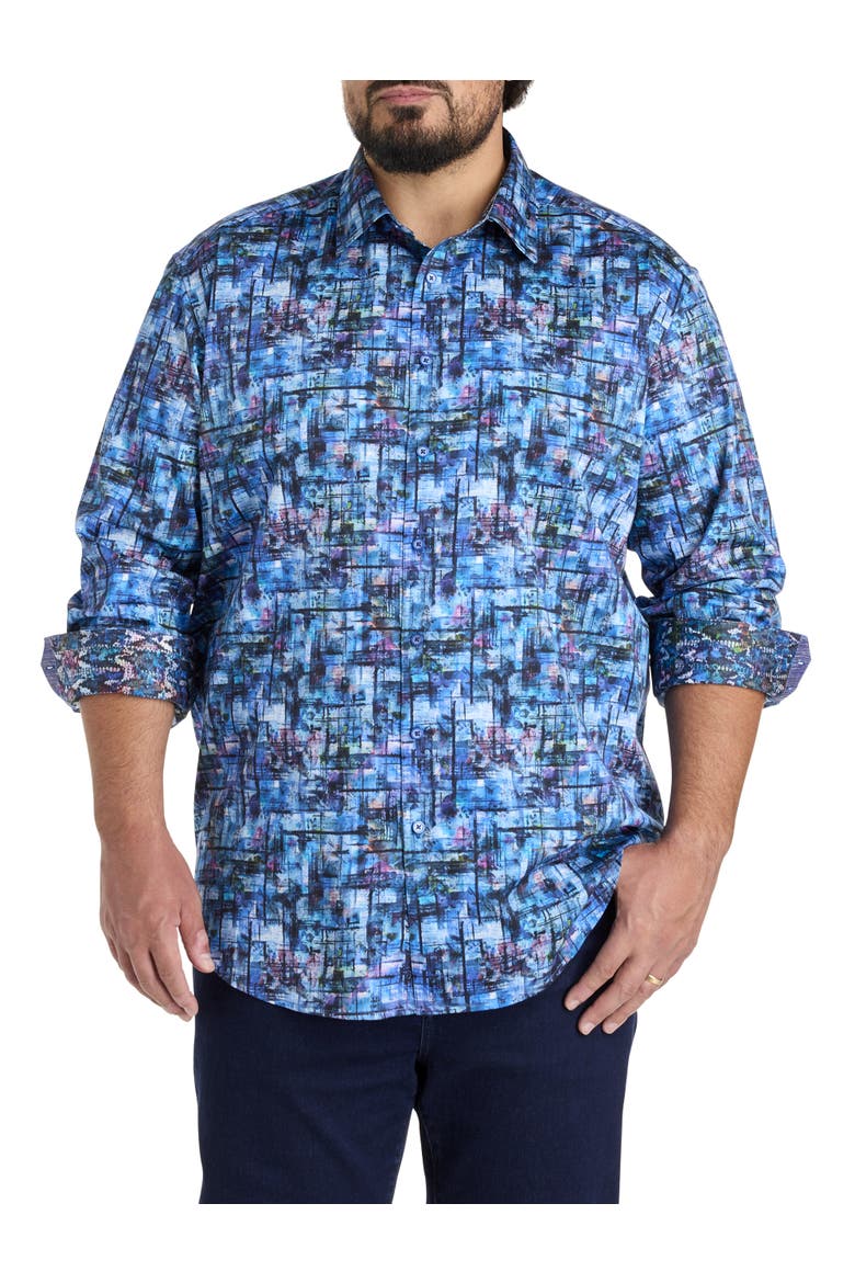 Big & Tall Multi Abstract Print Sport Shirt, Main, color, MULTI