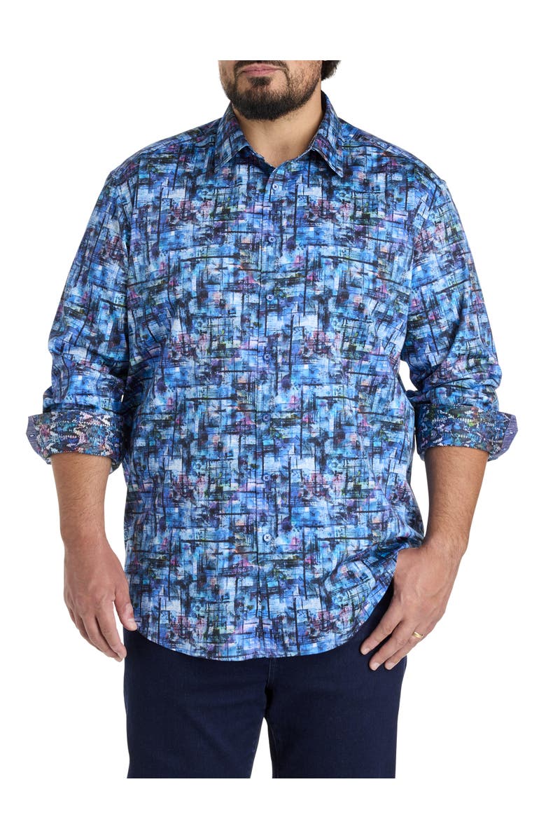 Robert Graham DXL Big & Tall Multi Abstract Print Sport Shirt, Main, color, Multi