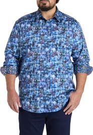 Robert Graham DXL Big & Tall Multi Abstract Print Sport Shirt