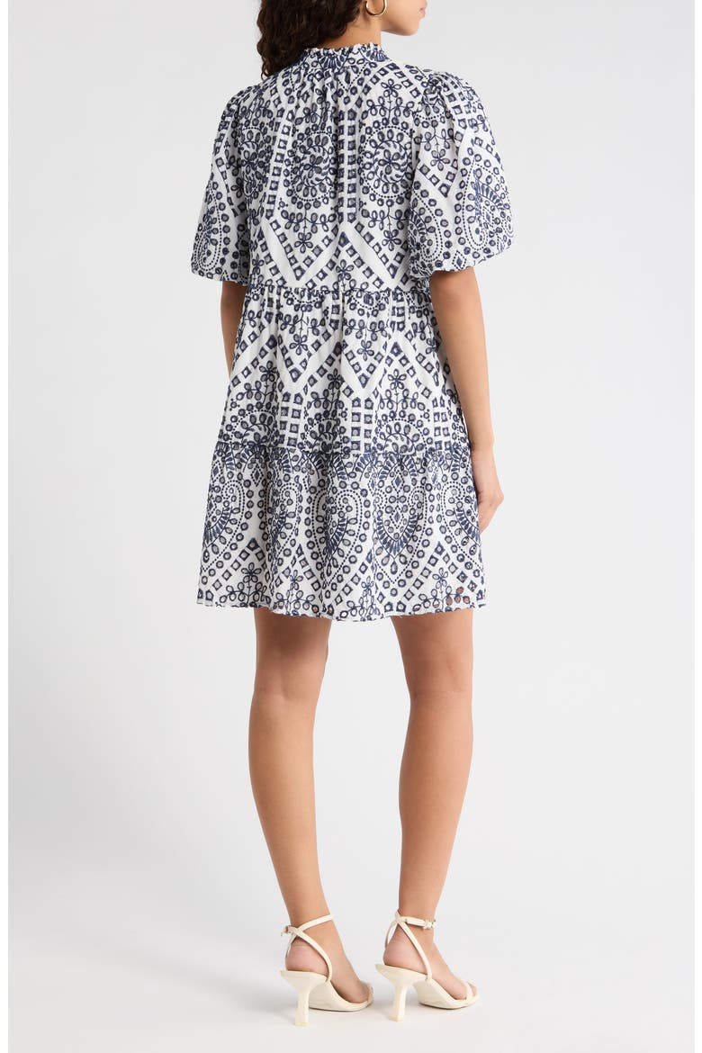 At Sea Jacey Eyelet Babydoll Dress, Alternate, color, WHITE-BLUE
