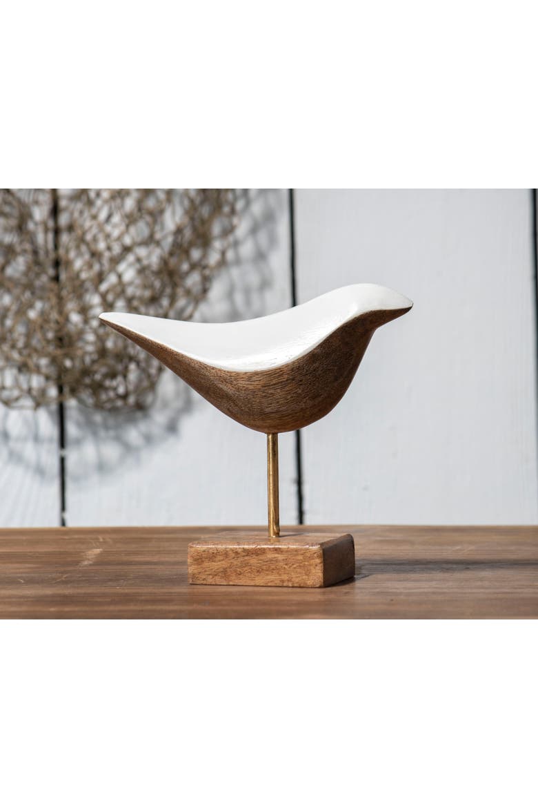 Multicolored Handcarved Wood Bird Figurine, Alternate, color, Brown