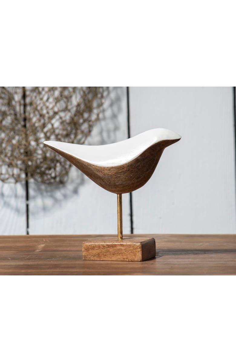 Foreside Home and Garden Multicolored Handcarved Wood Bird Figurine, Alternate, color, Brown