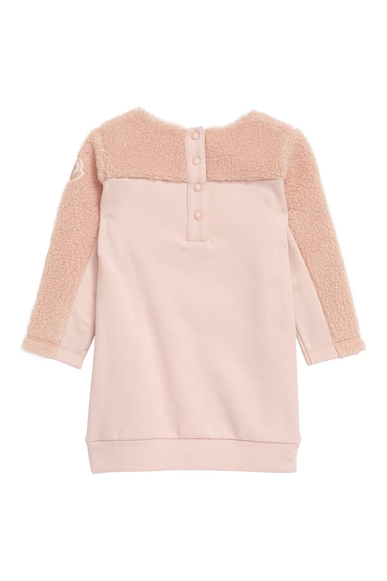 Logo Faux Shearling & Cotton Fleece Sweatshirt Dress, Alternate, color, 514 PASTEL PINK