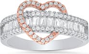 Queen Jewels Sterling Silver Two-Tone Cubic Zirconia Heart Ring
