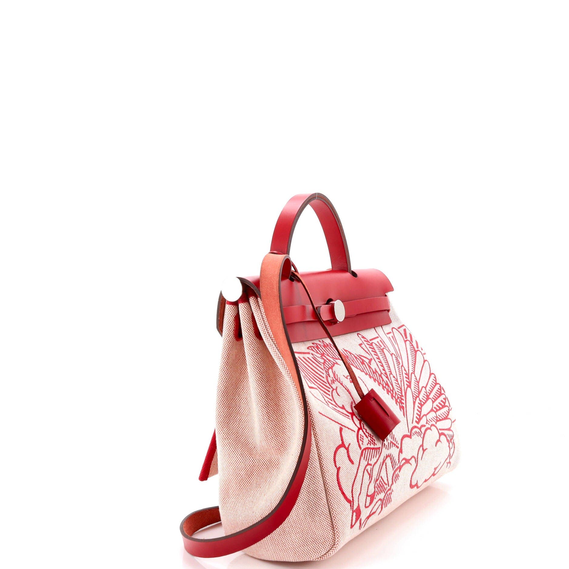 Pre-Owned Hermes Herbag Zip Pegase Pop Toile and Leather 31, Alternate, color, Rouge Piment