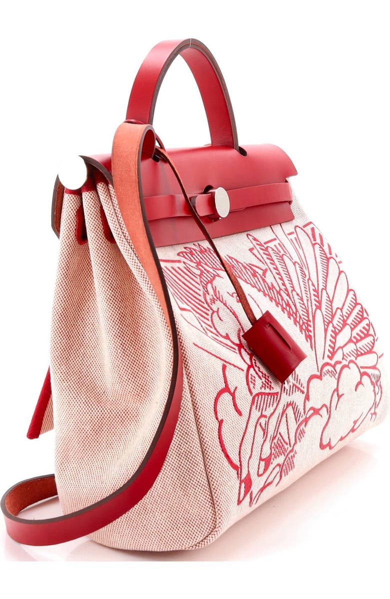 Pre-Owned Hermes Herbag Zip Pegase Pop Toile and Leather 31, Alternate, color, Rouge Piment