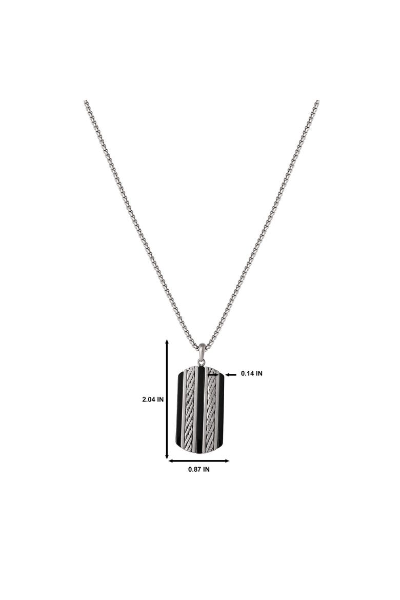 Pendant Necklace with Striped Dog Tag, Alternate, color, Silver