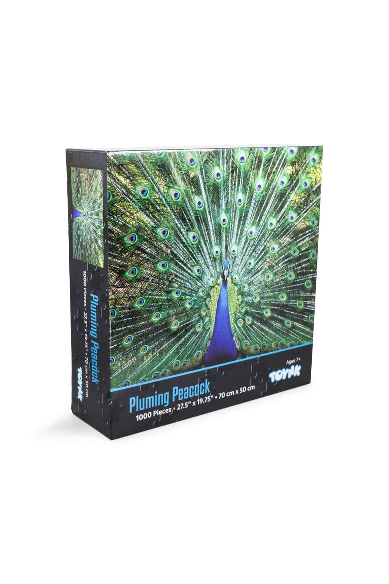 Peacock Plume Wild Zoo Animal 1000 Piece Jigsaw Puzzle, Main, color, Green