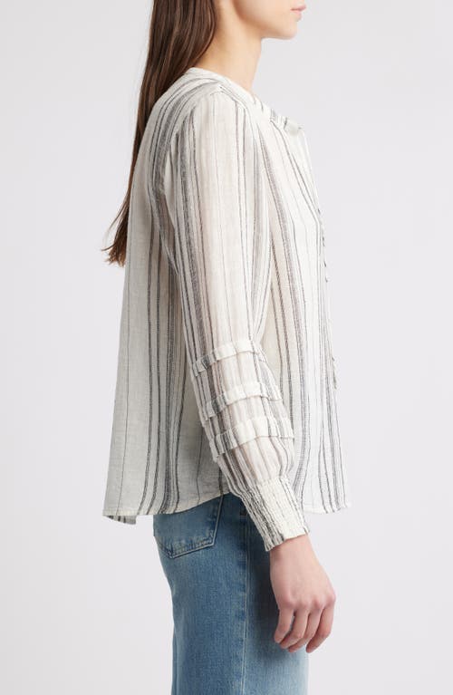 RAILS RAILS CATERINA STRIPE LINEN BLEND PEASANT BLOUSE
