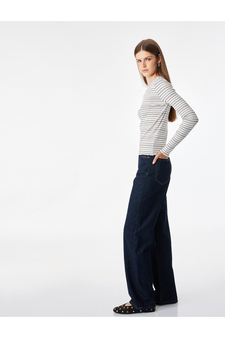 Long Sleeve Blouse, Alternate, color, ECRU STRIPE
