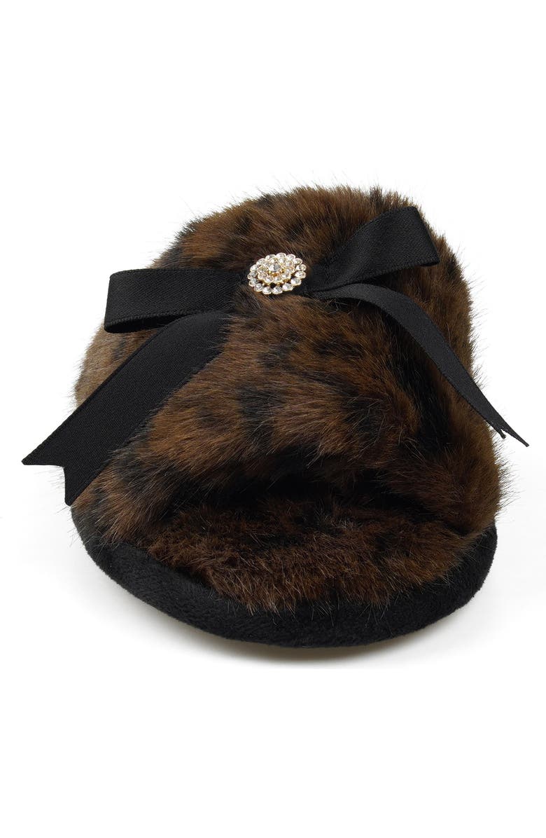 Candie's Wendy Faux Fur Slide Sandal, Alternate, color, Brown