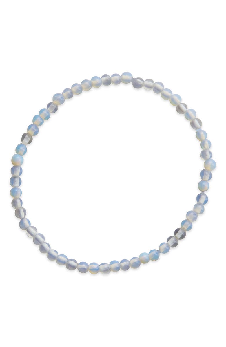 Sterling Forever Glass Opal Beaded Stretch Bracelet, Alternate, color, Glass Opal