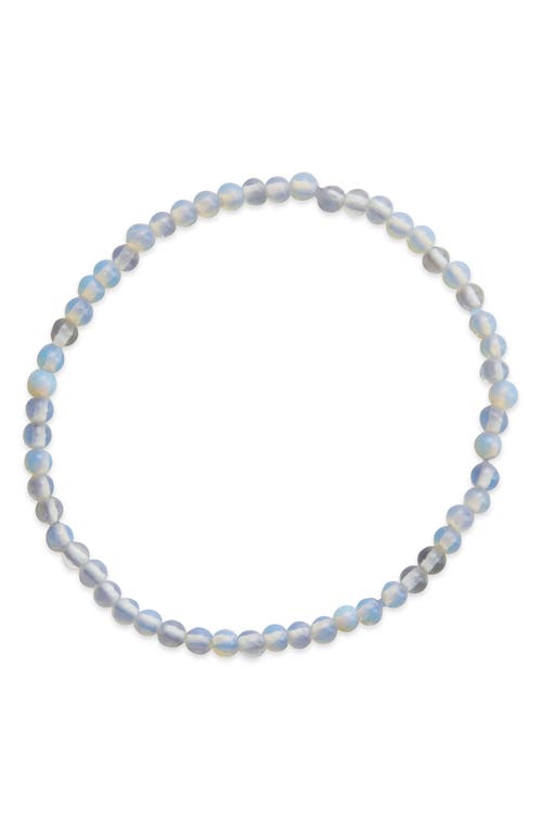 Sterling Forever Glass Opal Beaded Stretch Bracelet In White