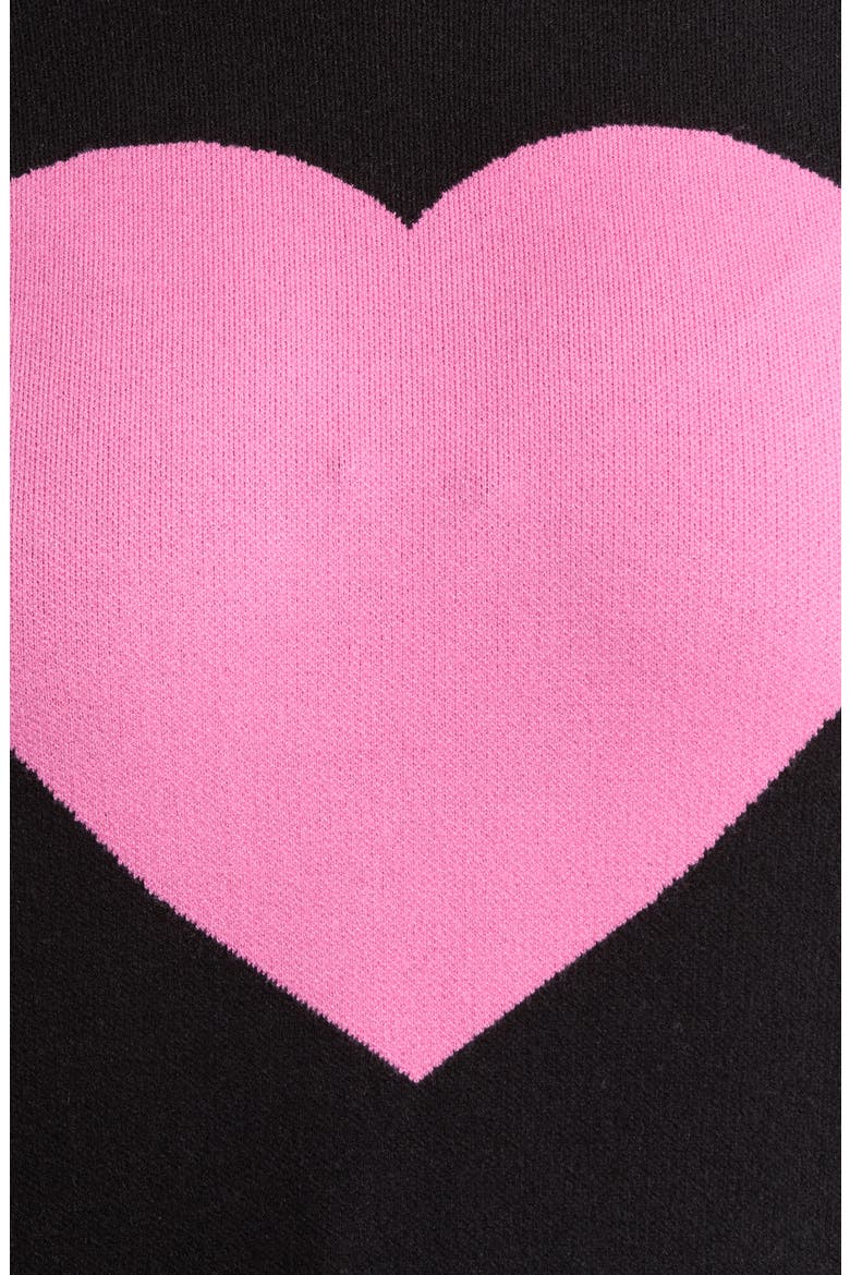 Russel Heart Puff Sleeve Sweater, Alternate, color, BLACK-PINK