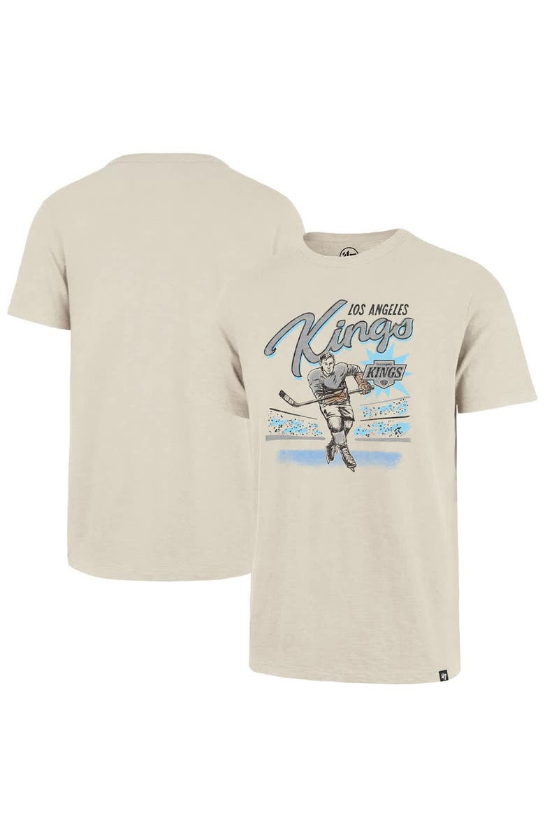 '47 Men's '47 Natural Los Angeles Kings Hockey Player Golden Age Scrum T-Shirt, Alternate, color,