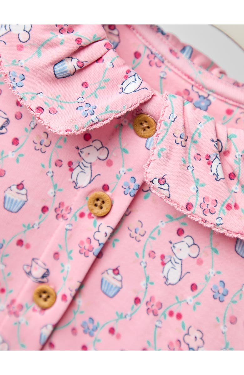 JOJO MAMAN BEBE Mouse Tea Party Ruffle Long Sleeve Cotton Dress, Alternate, color, Pink