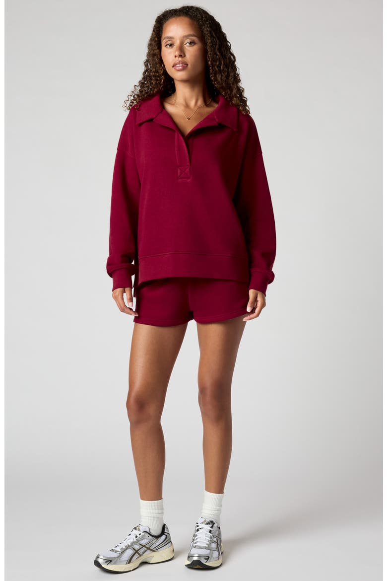 Polo Collar Sweatshirt, Alternate, color, CRIMSON