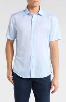 David Donahue Micro Floral Print Short Sleeve Shirt