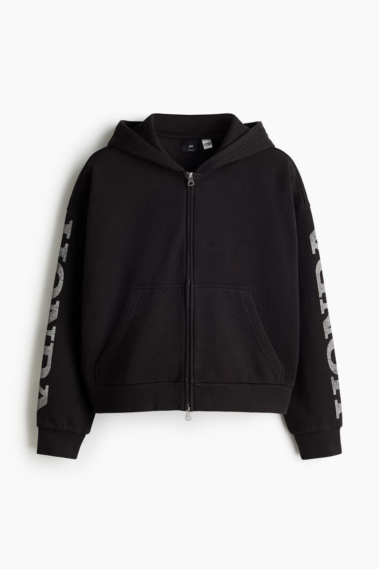Oversized Printed Hooded Jacket, Alternate, color, Black/Honda