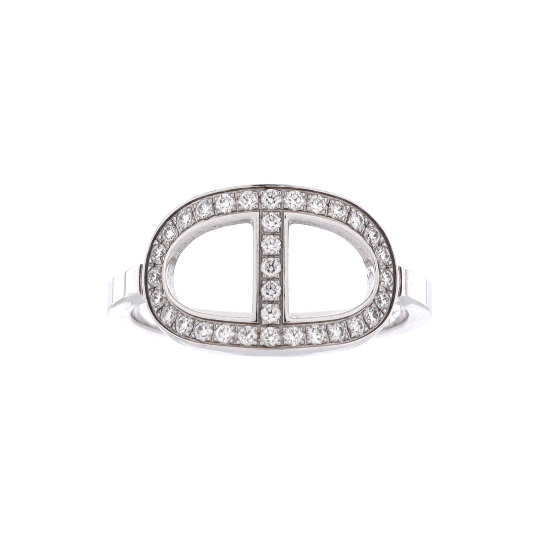 Chaine d'Ancre Contour Ring 18K White Gold and Diamonds Medium, Main, color, Metallic Gold