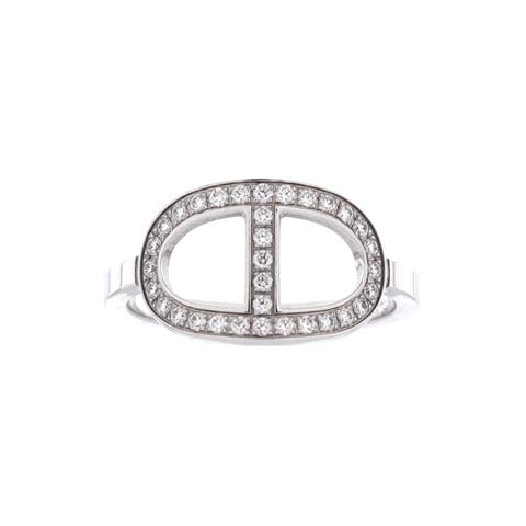 Chaine d'Ancre Contour Ring 18K White Gold and Diamonds Medium