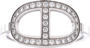 Pre-Owned Hermes Chaine d'Ancre Contour Ring 18K White Gold and Diamonds Medium