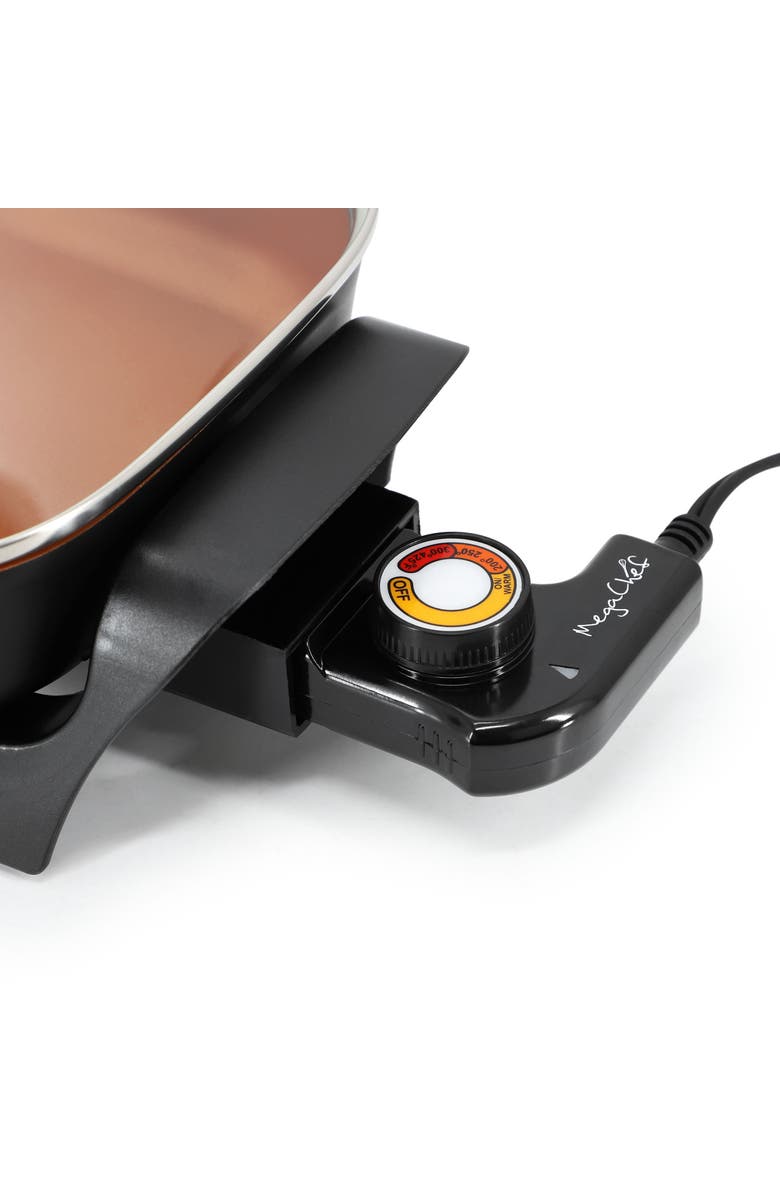 Megachef 8 Inch Electric Skillet with Lid in Black with Copper Coating, Alternate, color, Black