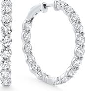 Bliss Diamond 7Ct TW Round Diamond Inside Outside Hoops Vault Lock 14k Gold Lab Grown