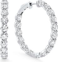 Bliss Diamond 7Ct TW Round Diamond Inside Outside Hoops Vault Lock 14k Gold Lab Grown