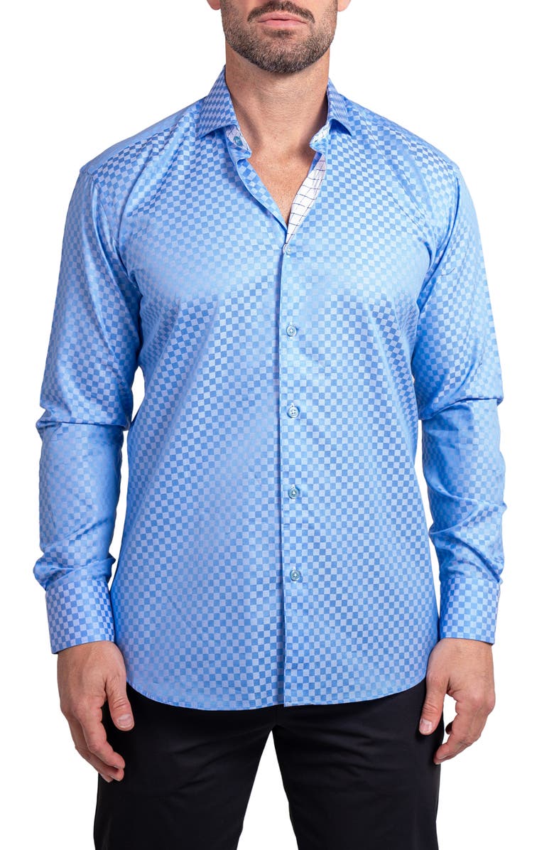 Maceoo Einstein Ascension Contemporary Fit Button-Up Shirt, Main, color, Blue