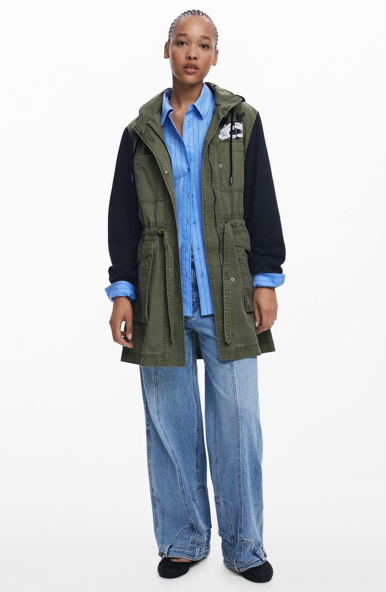 Desigual Mickey<sup>™</sup> Combined Parka, Alternate, color, Khaki