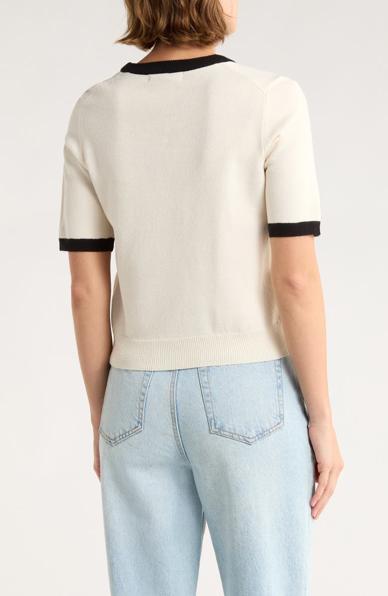 French Connection Babysoft Crop Ringer T-Shirt, Alternate, color, Cream/ Black