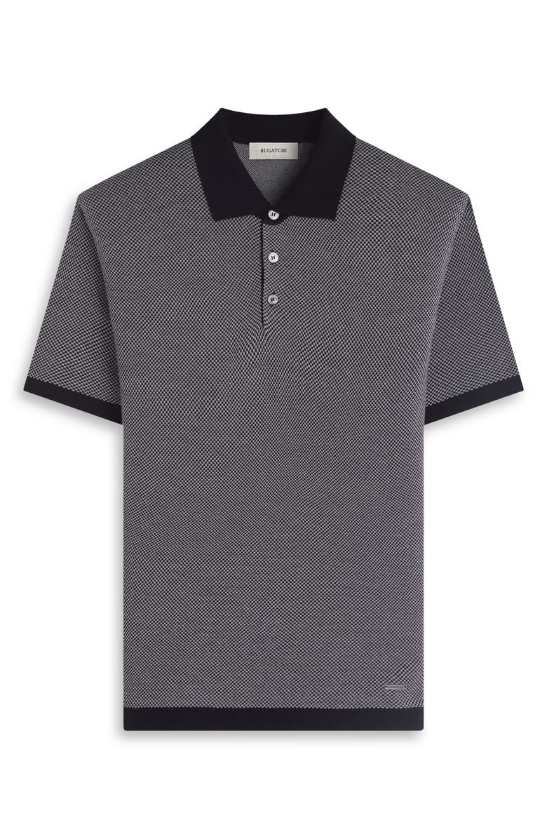 Bugatchi Geometric Jacquard Polo Sweater, Alternate, color, Black