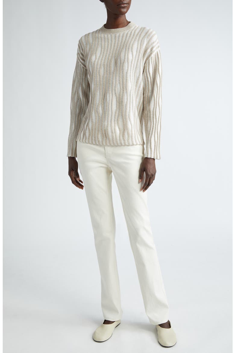 Texture Stripe Crewneck Sweater, Alternate, color, CLOUD MULTI