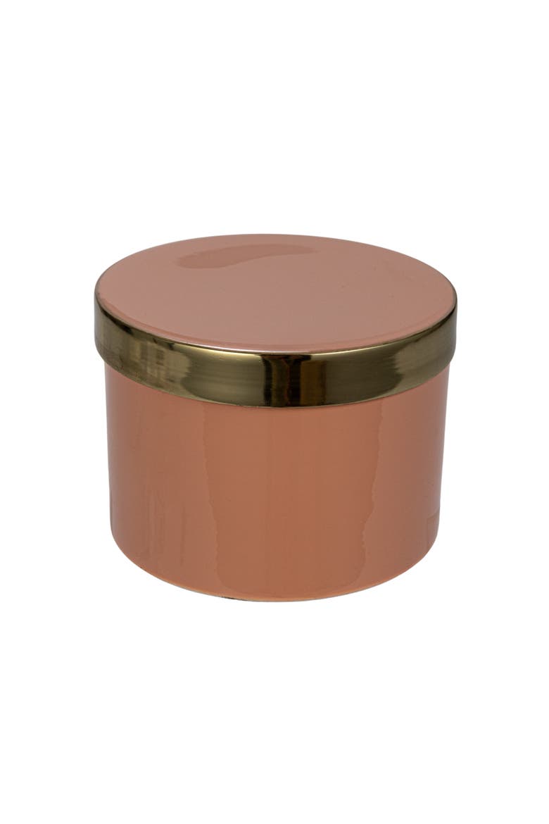 Enameled Metal Box with Shiny Interior, Pink and Gold, Main, color, Pink