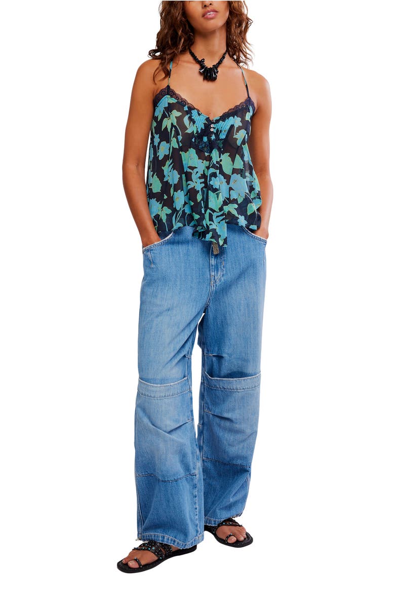 Free People Margaux Floral Print Camisole, Alternate, color, Capri Blue Combo