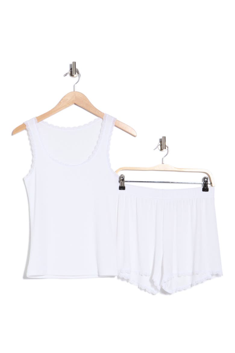 Lace Trim Tank & Shorts Pajamas, Alternate, color, WHITE/ WHITE