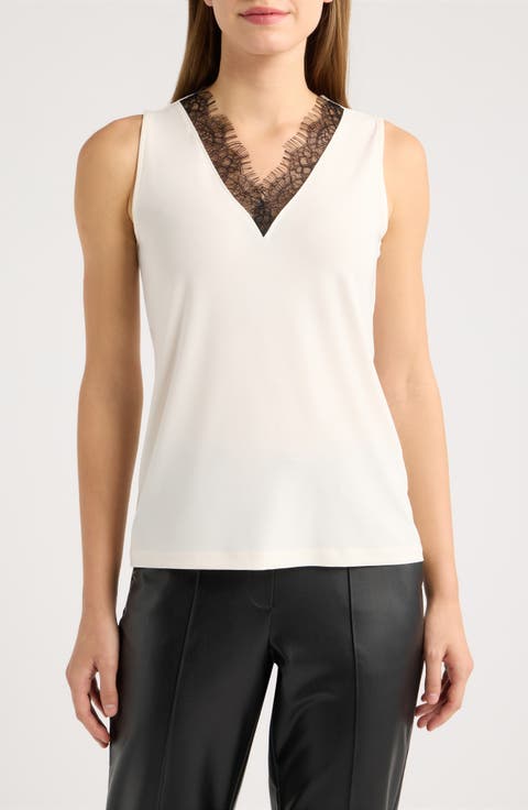 Lace Trim V-Neck Tank
