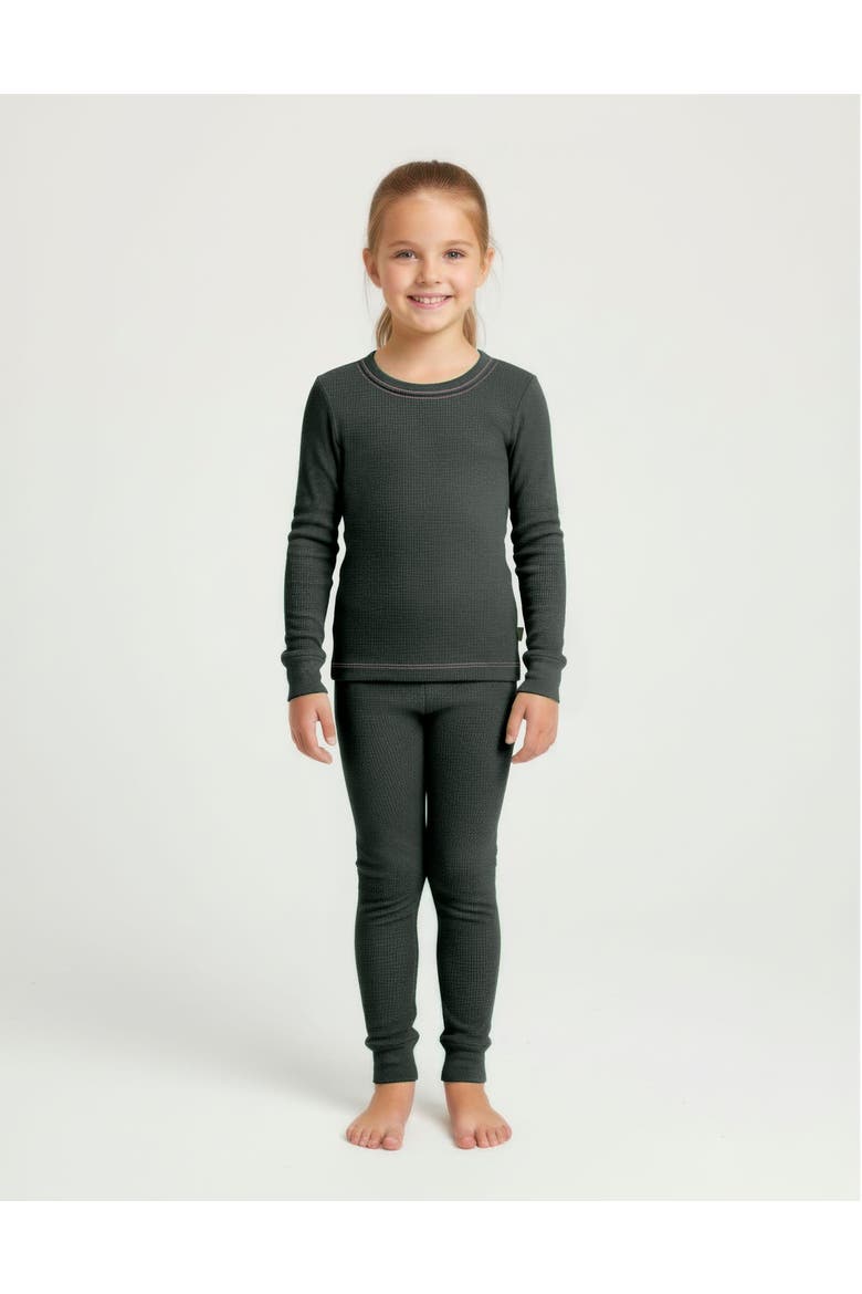 Girls Soft & Cozy Thermal Long Johns 2-Piece Set, Main, color, Black