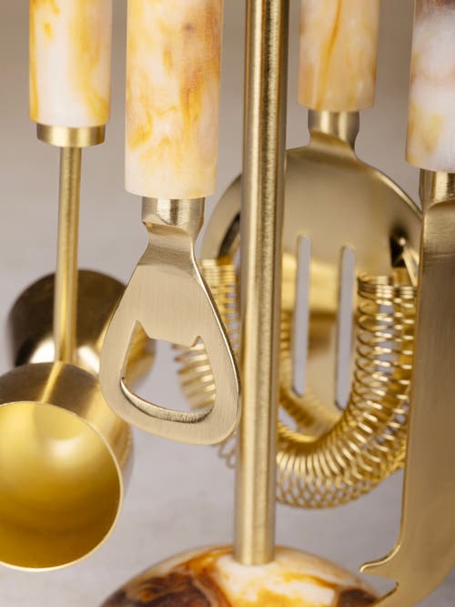 Gauri Kohli Kampai Bar Tools Set In Brown