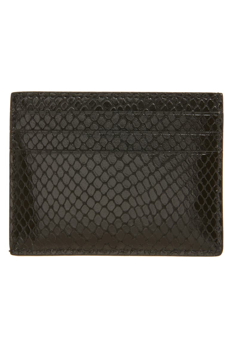 T-Line Python Embossed Leather Card Case, Alternate, color, 1N001 BLACK