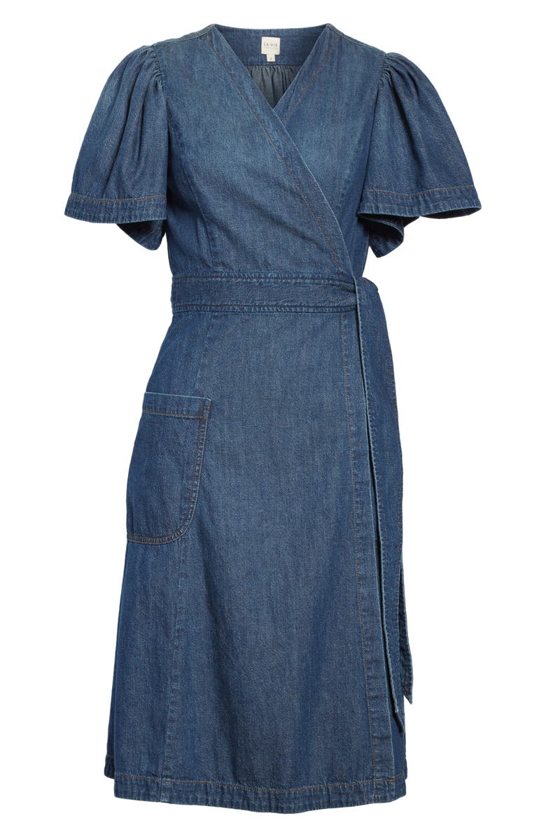 La Vie Rebecca Taylor Denim Wrap Dress, Alternate, color, 
