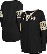 New Era Women's New Era Black New Orleans Saints Lace-Up Notch Neck Long Sleeve T-Shirt
