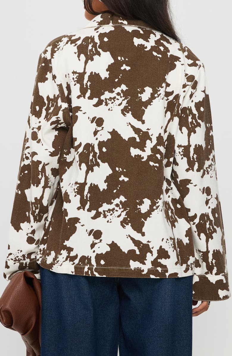Princess Polly Another Life Zip Through Cow Print Jacket, Alternate, color, Animal