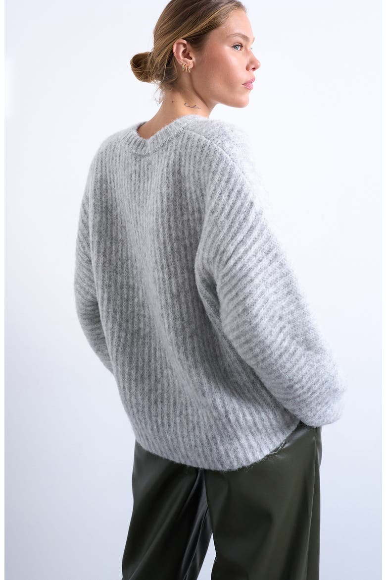 Balloon Sleeve Crewneck Sweater, Alternate, color, GREY