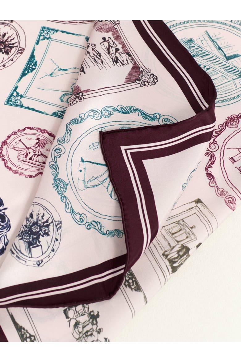 Downton Abbey the Grand Finale x Lost Pattern Silk Scarf, Alternate, color, Burgundy