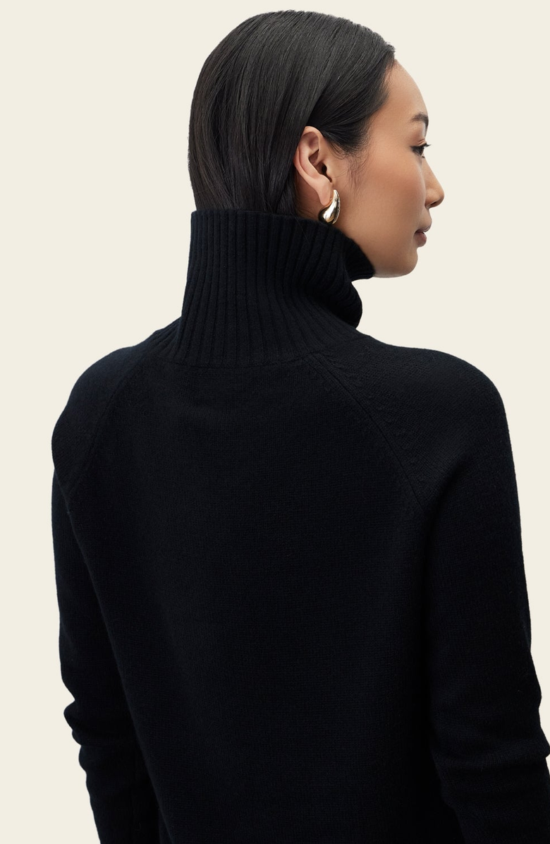 Italic Emma Cashmere Relaxed Turtleneck Sweater, Alternate, color, Black